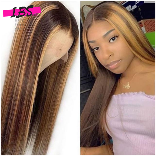 Goddess Pre Plucked Brazilian Lace Front Human Hair Wig in Natural& 4/30 Color