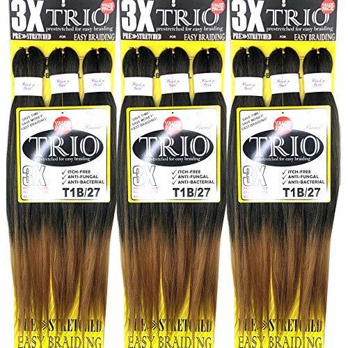 BNG Trio 3X Pre-Stretched Braiding Hair 28" for Easy Braid 1b/27