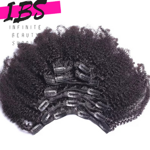 Brazilian Afro Kinky Curly Clip In Human Hair Extensions 120g
