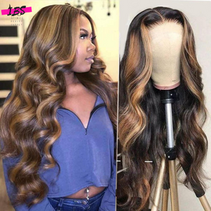 Goddess Highlight Wig Brazilian Body Wave Lace Front Honey Blonde Ombre and Natural Color