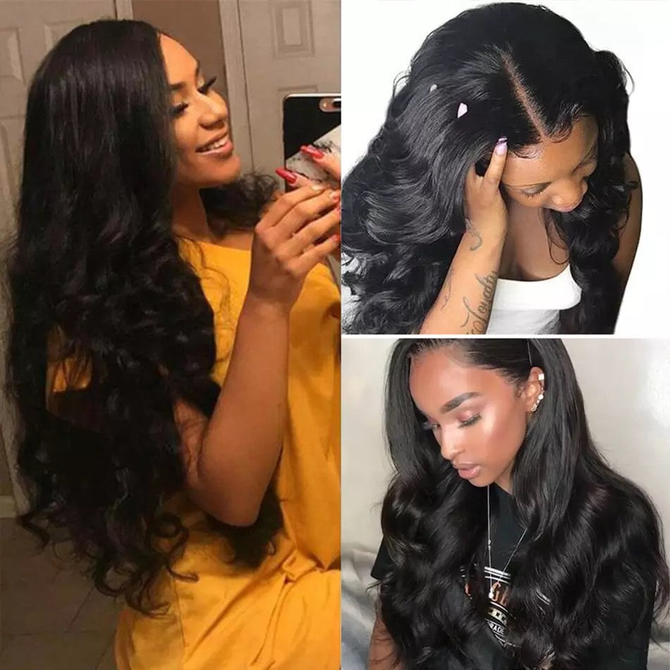 Goddess Brazilian Bodywave Lace Front Wig with Pre Plucked Transparent Closure