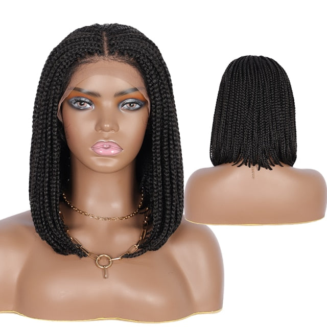 Exotic Box Braid Lace Front Bob Wig With Baby Hair 12 inches