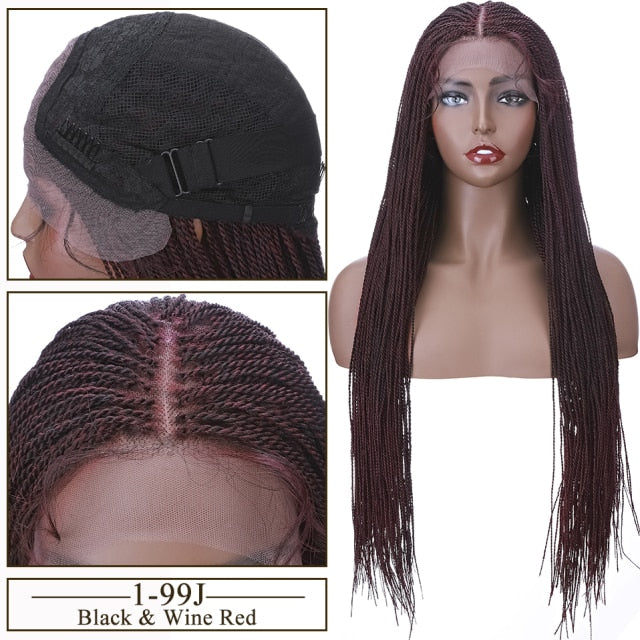 Exotic 28inch Senegalese Twist Braided Lace Front Wig With Baby Hair
